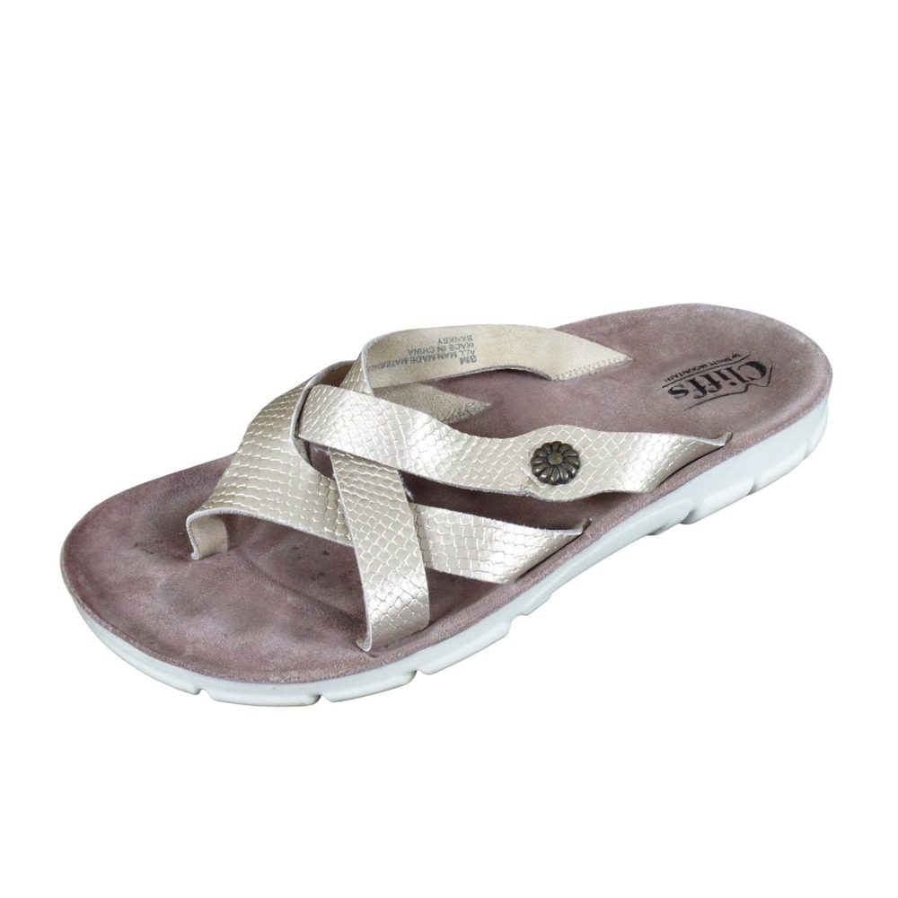 Cliffs by White Mountain Banksy Womens Thong Sandal Size 8M Walking Gold Snake
